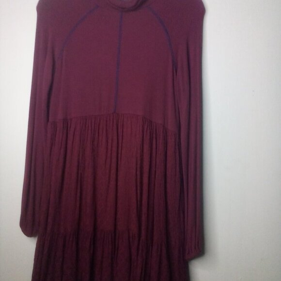 Threads & States Dress S Women Long Sleeve Turtle Neck Textured Red Maroon - Picture 16 of 16